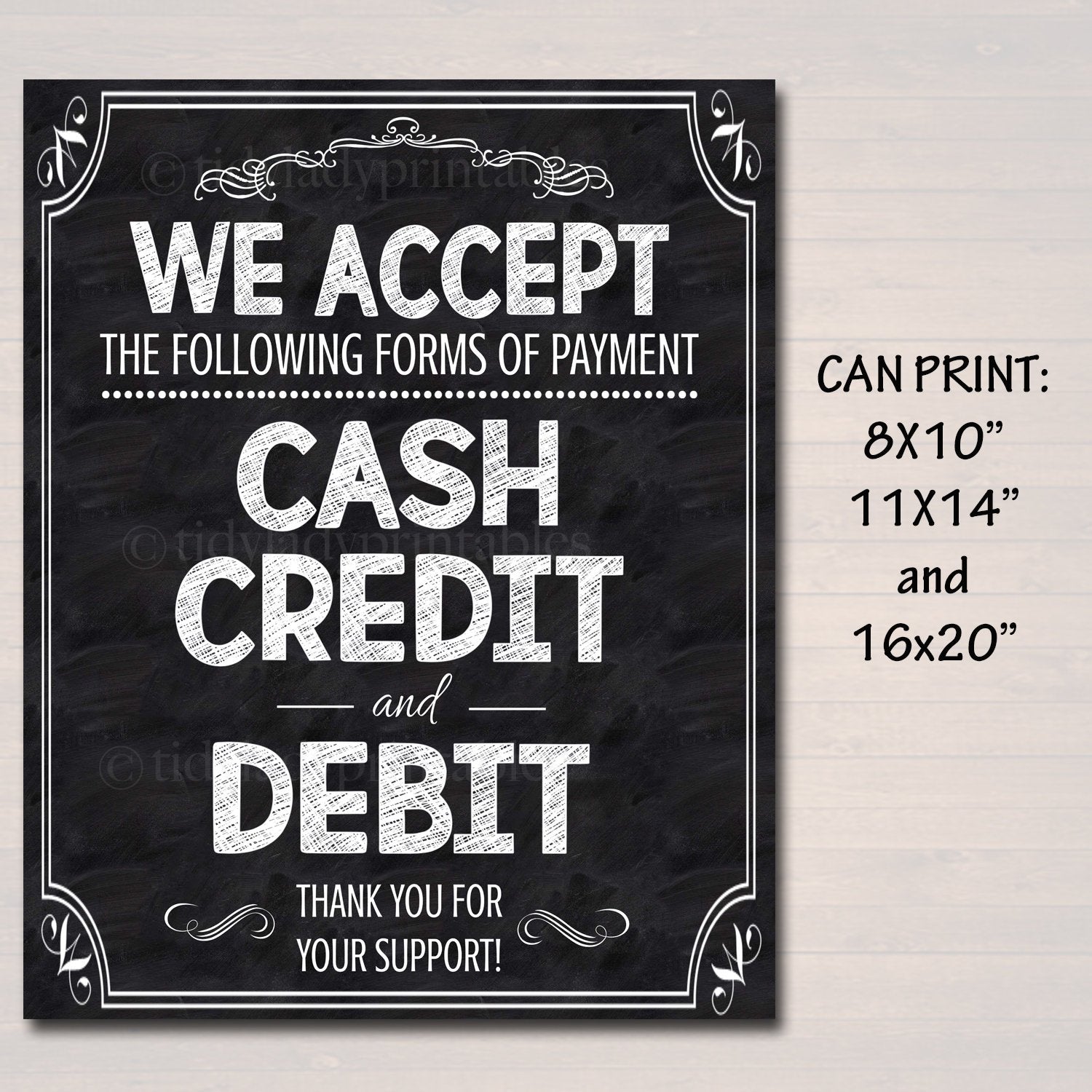 we accept credit card signs