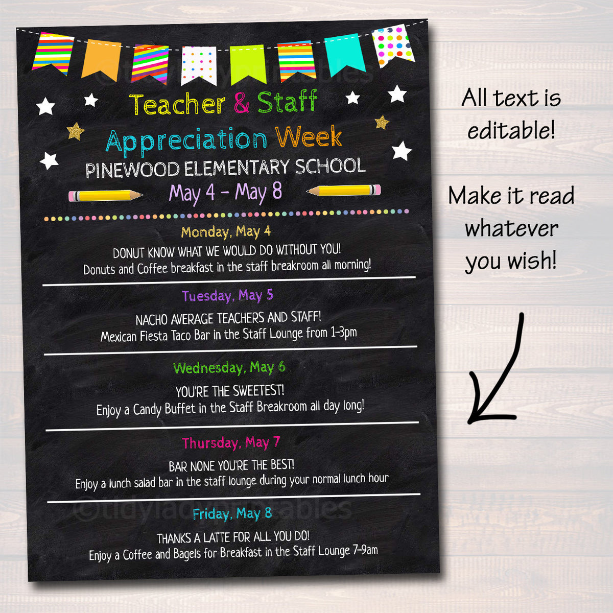 Teacher Appreciation Week Schedule Of Events Printable TidyLady