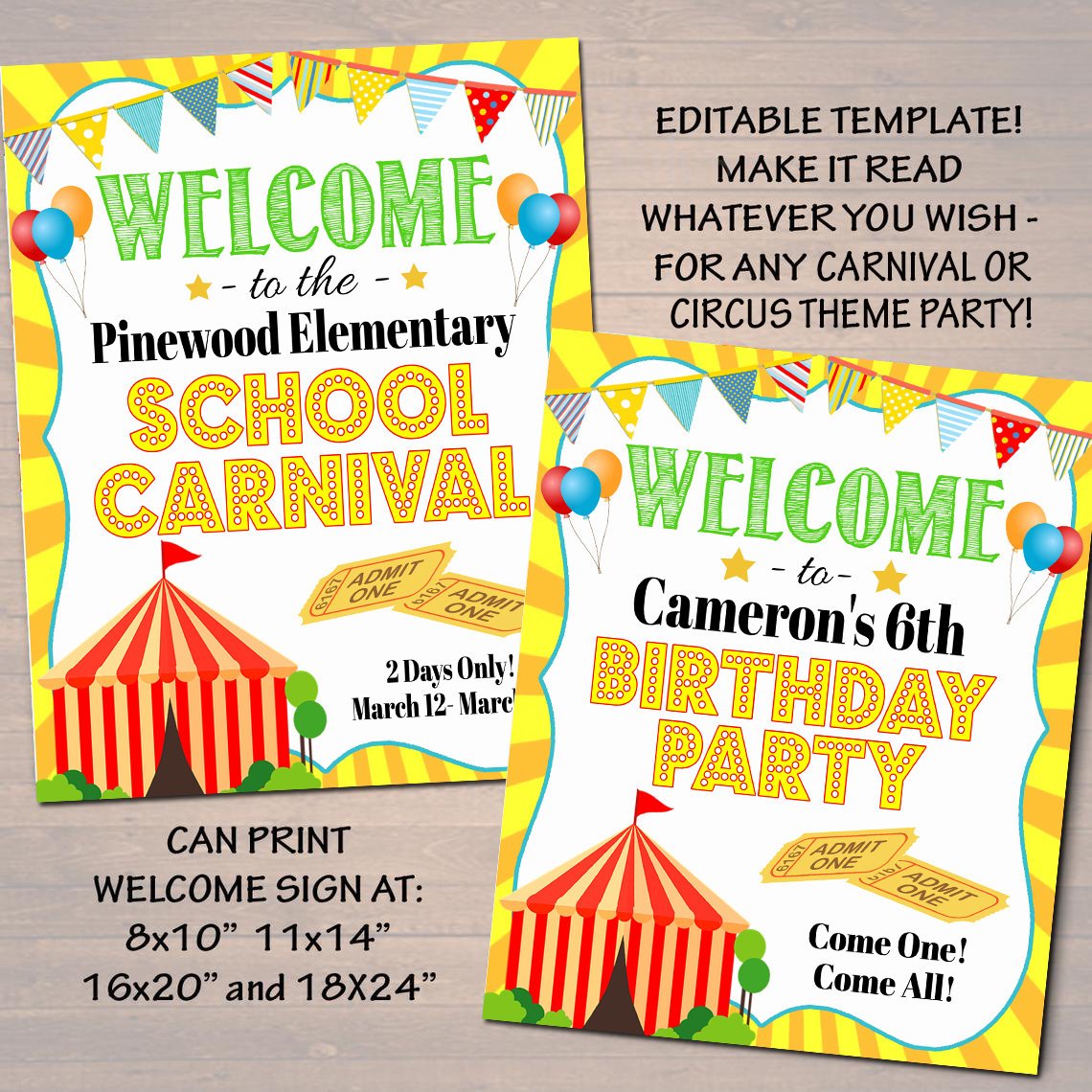School Carnival Theme Signs & Decor | TidyLady Printables