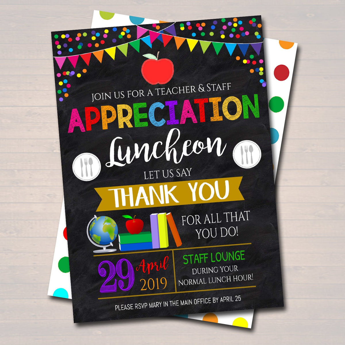 Teacher And Staff Appreciation Week Luncheon Invitation TidyLady