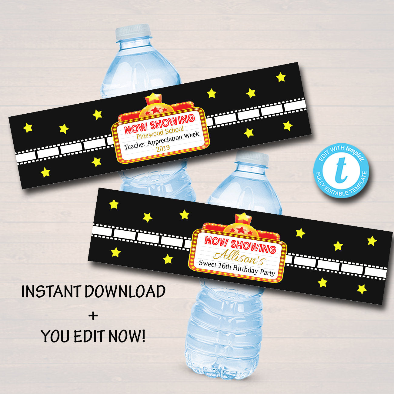 free water bottle label template birthday