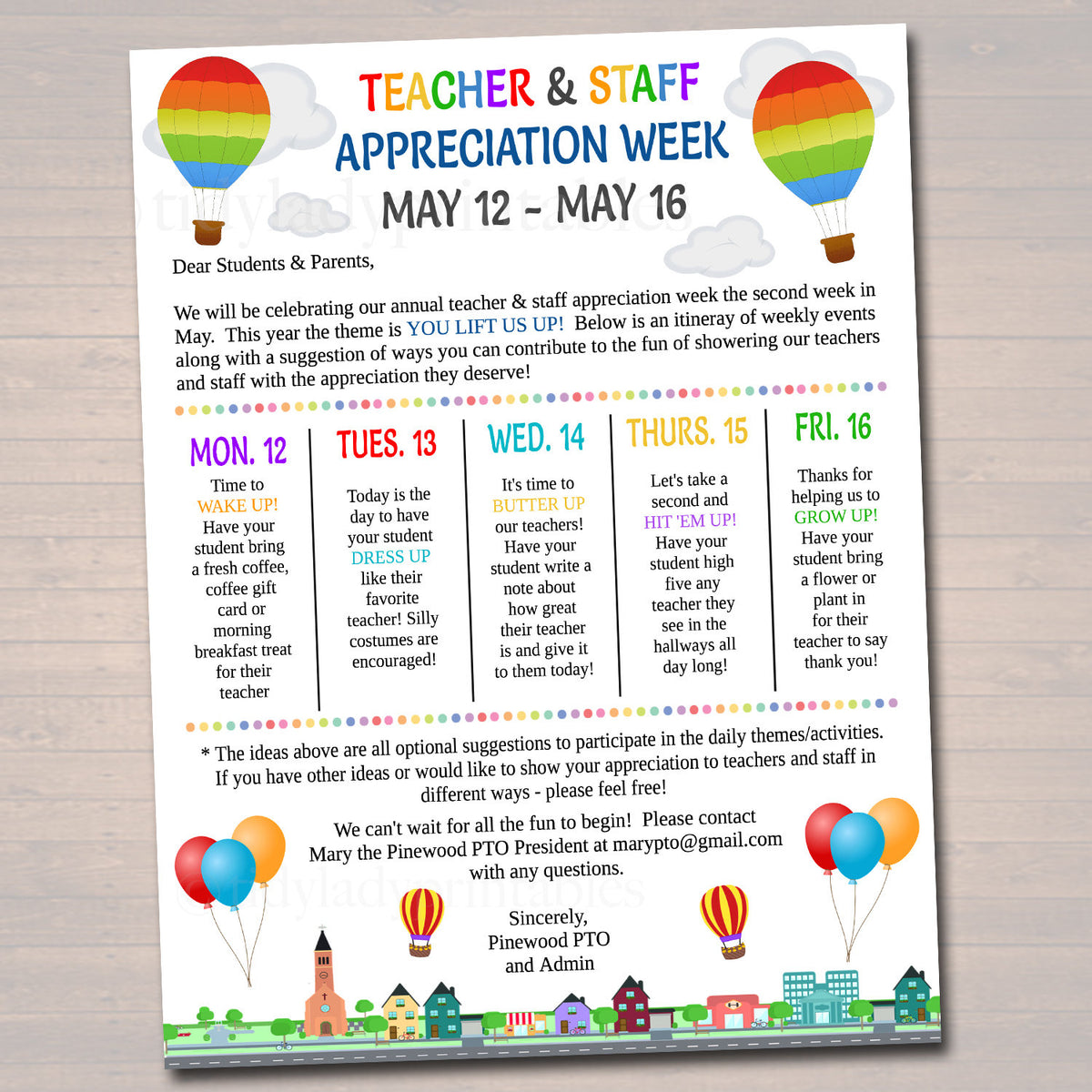 Up Theme Teacher Appreciation & Staff Printable Newsletter TidyLady