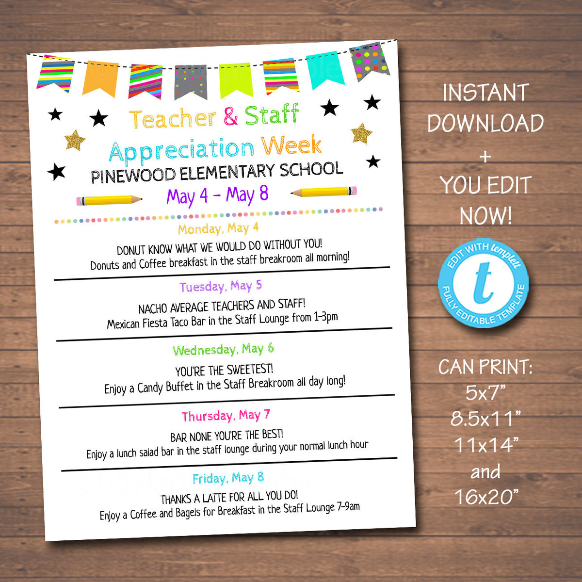 Teacher Appreciation Week Schedule Of Events Printable TidyLady Printables