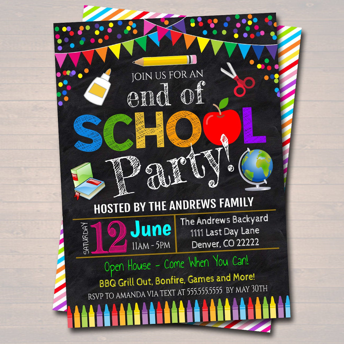 End of School Year Party Invitation - Printable DIY Template – TidyLady