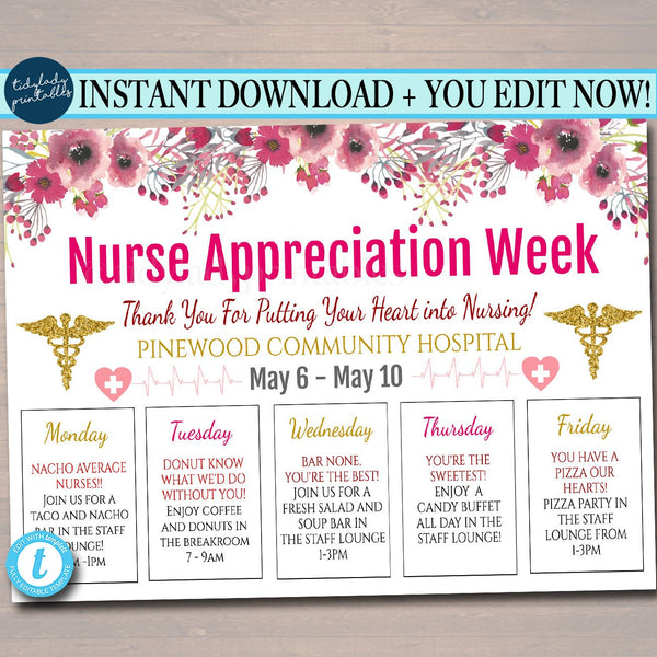 Nurse Appreciation Week Event Calendar TidyLady Printables