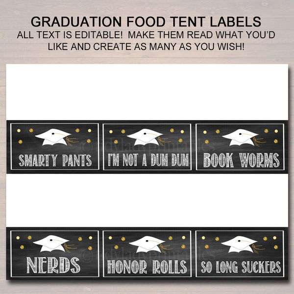 graduation food tent labels tidylady printables