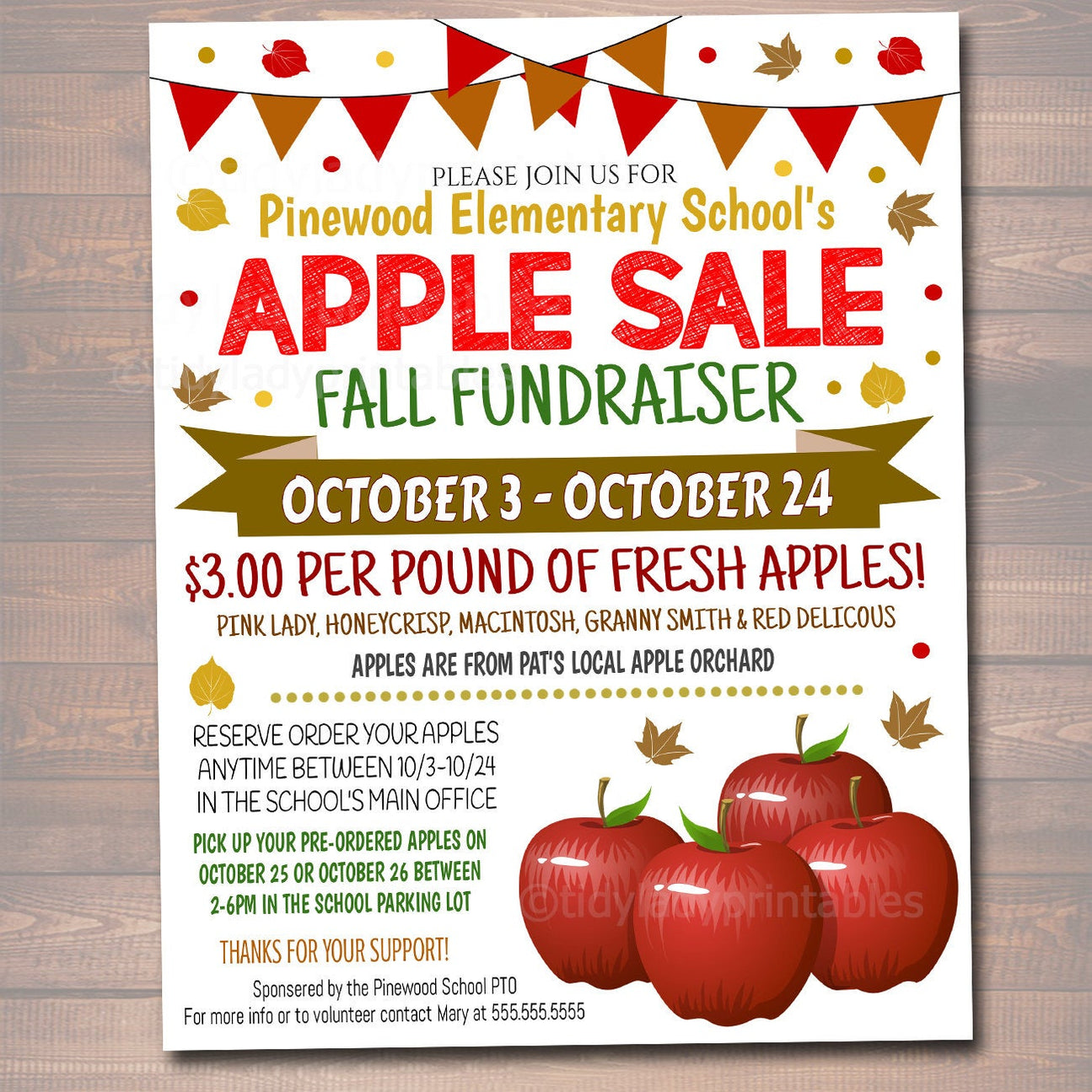 Apple Sale Fundraiser Flyer | TidyLady Printables