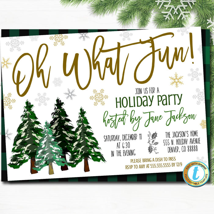 Christmas Tree Party Invite - Buffalo | TidyLady Printables