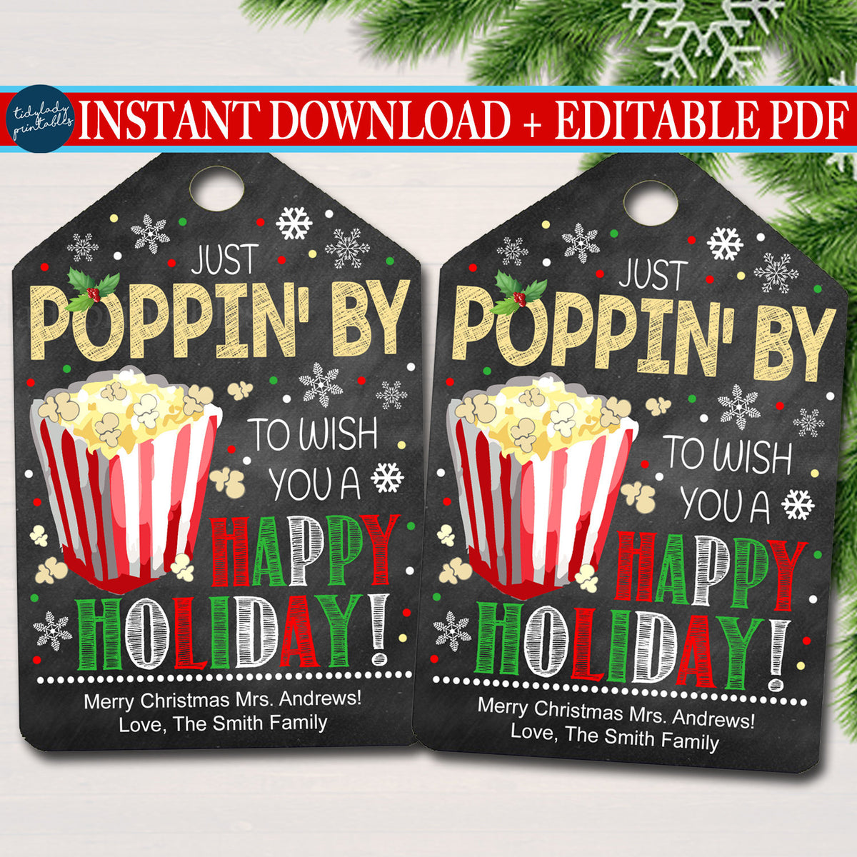 Christmas Popcorn Gift Tag TidyLady Printables