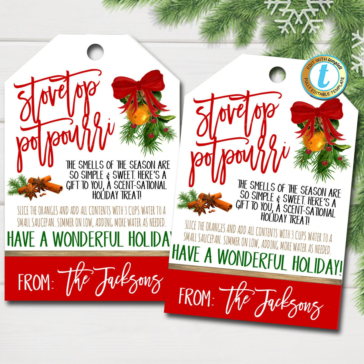 Holiday Stovetop Potpourri Gift Tags TidyLady Printables