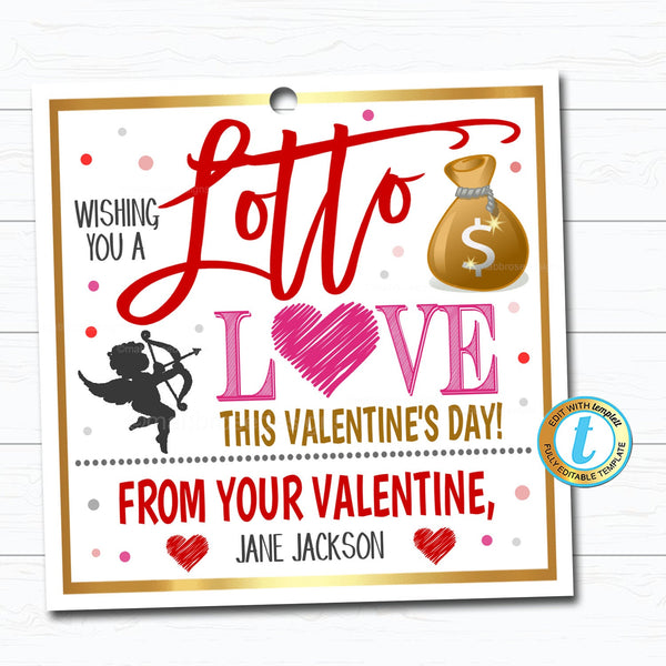 valentine lottery ticket tag wishing you a lotto love