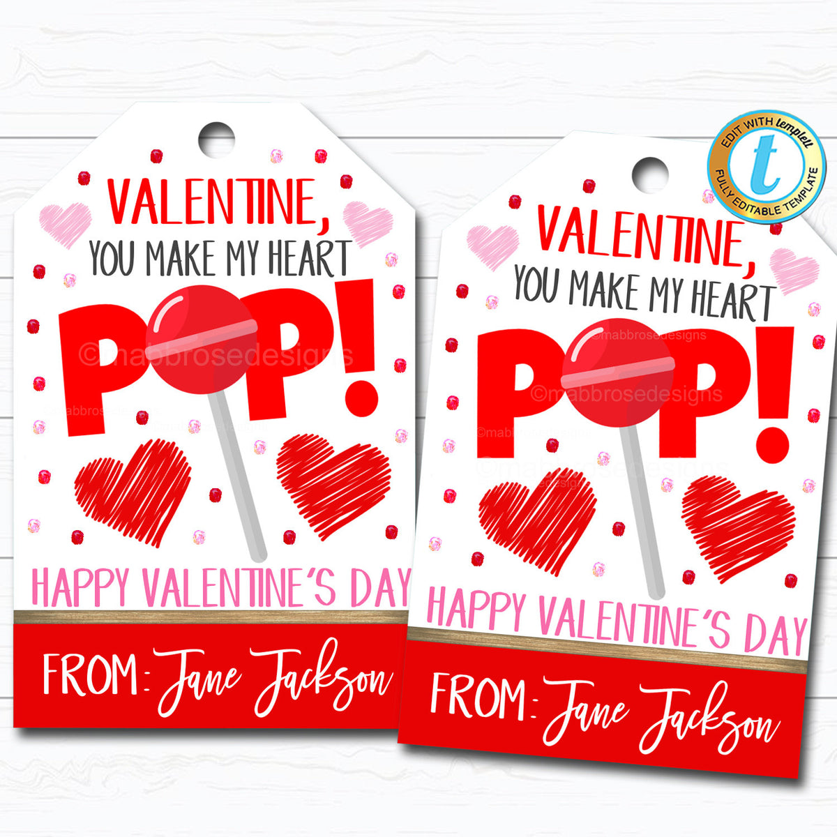 Valentine's Day Lollipop Gift Tags TidyLady Printables