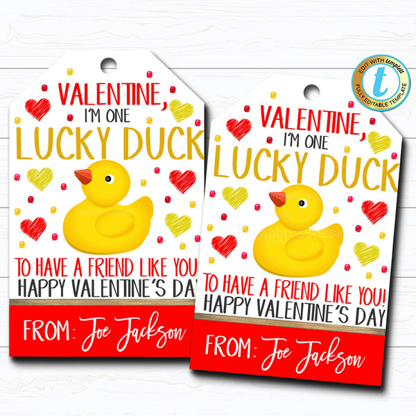 Valentine #39 s Day Lucky Duck Gift Tags TidyLady Printables