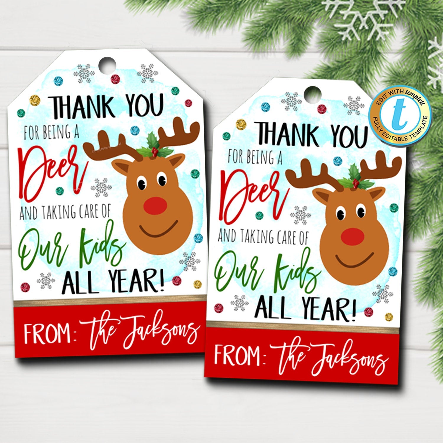 Christmas Gift Tags - Thank You Christmas Tags - Thank You Holiday