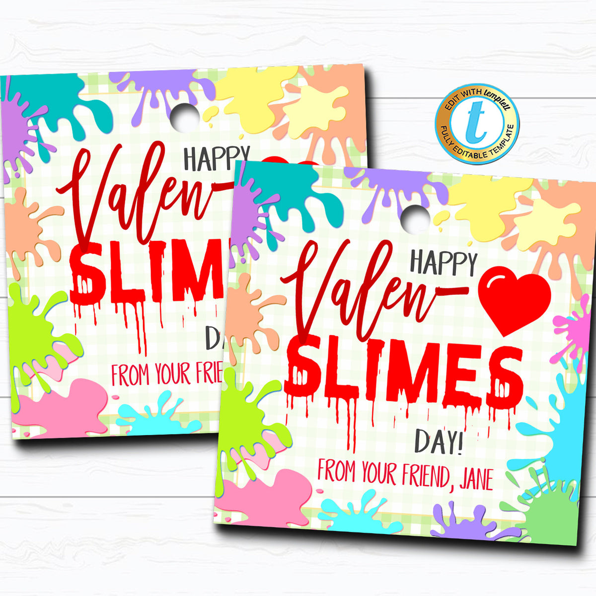 Valentine Slime Gift Tags Happy Valen Slimes Day Printable TidyLady