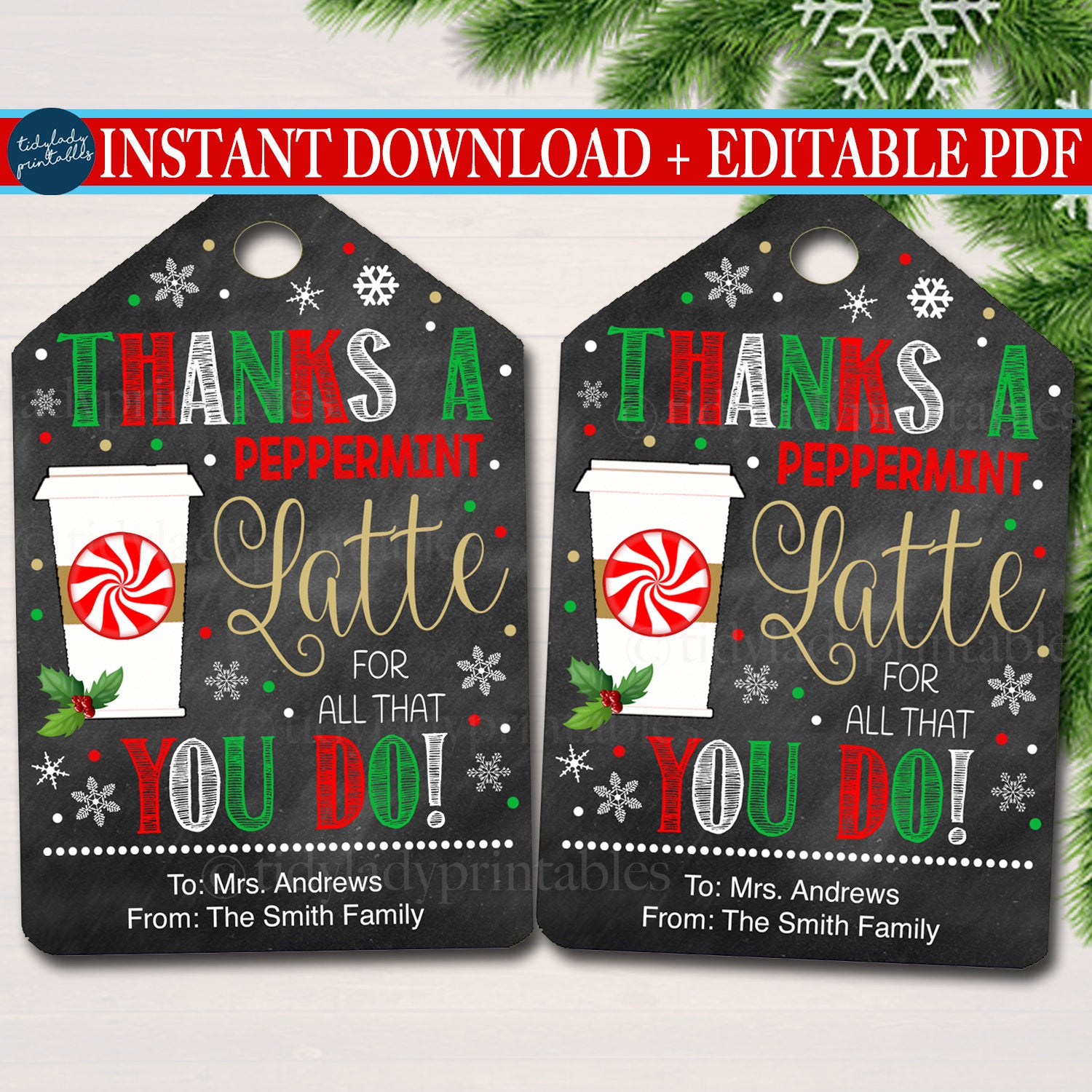 Christmas Thanks a Latte Coffee Donut Gift Card — TidyLady Printables