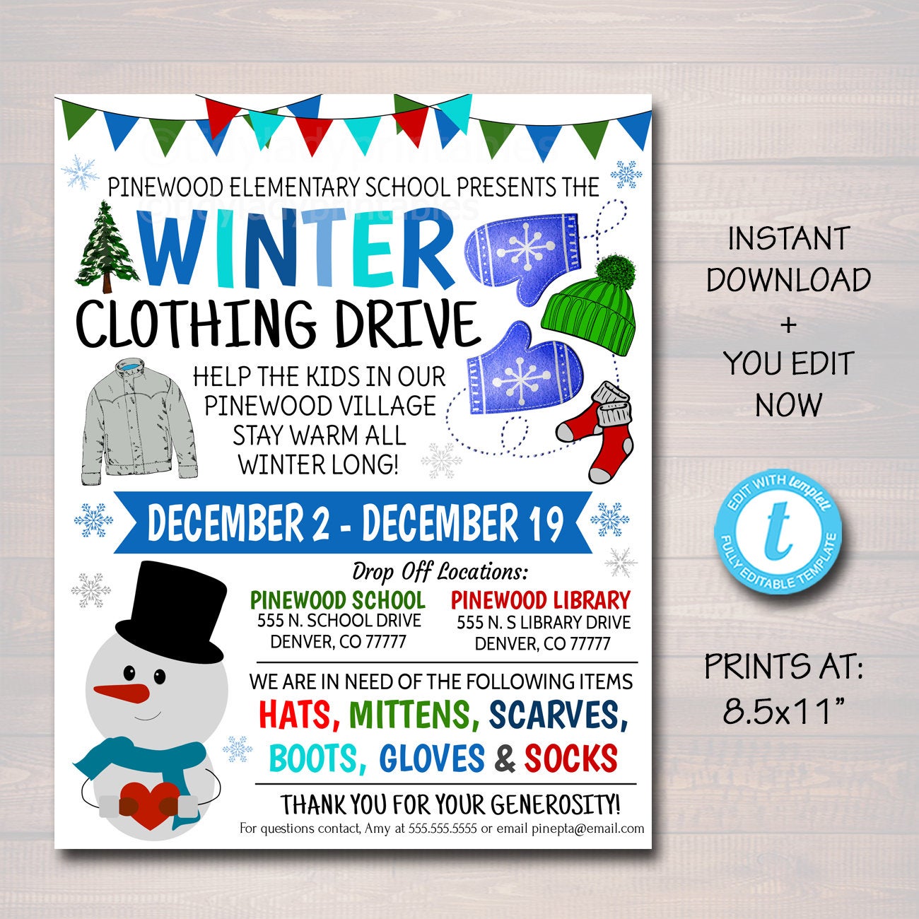 Winter Clothing Drive Flyer Printable Invitation Template With Clothing Drive Flyer Template