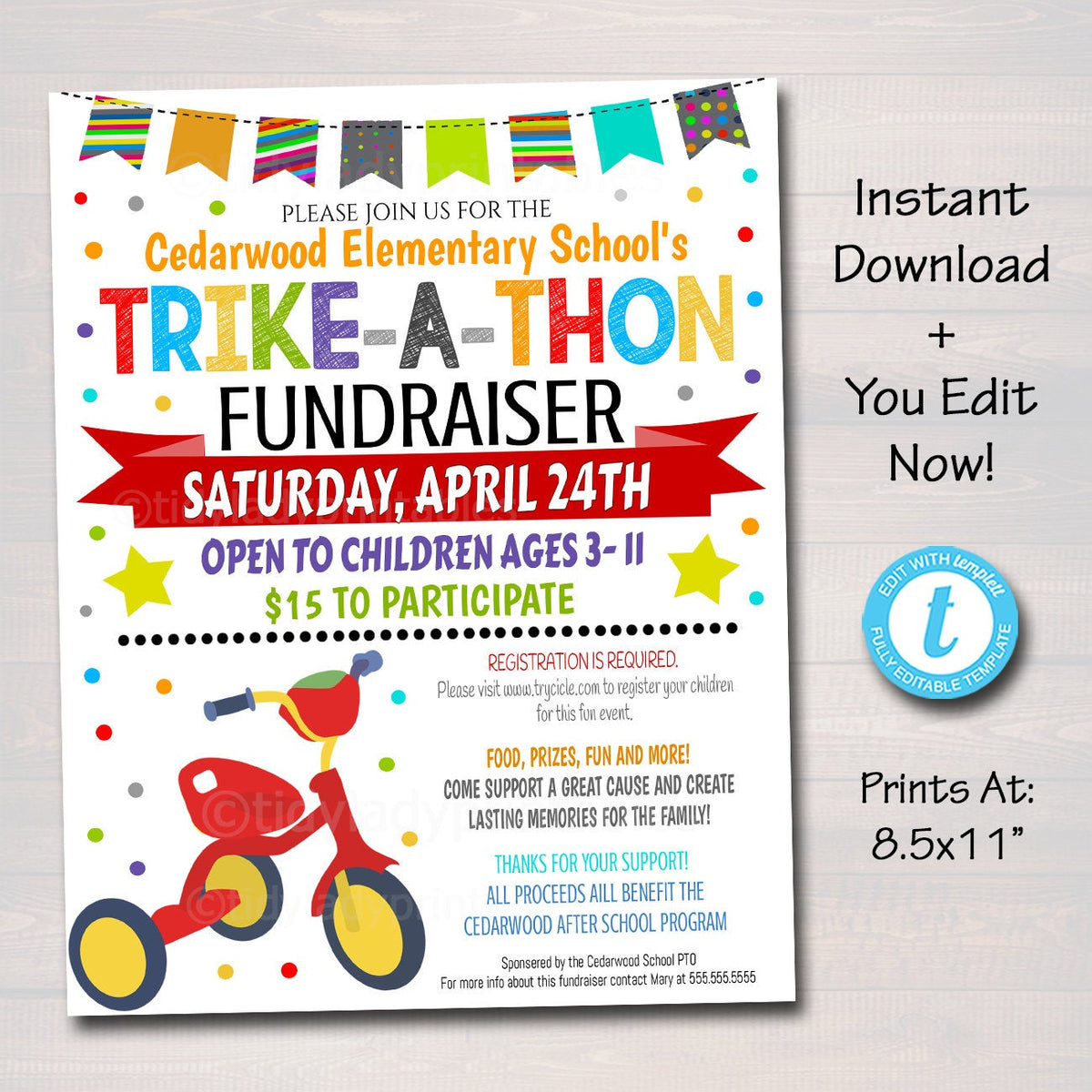 Trike-a-thon Fundraiser Flyer Template | TidyLady Printables