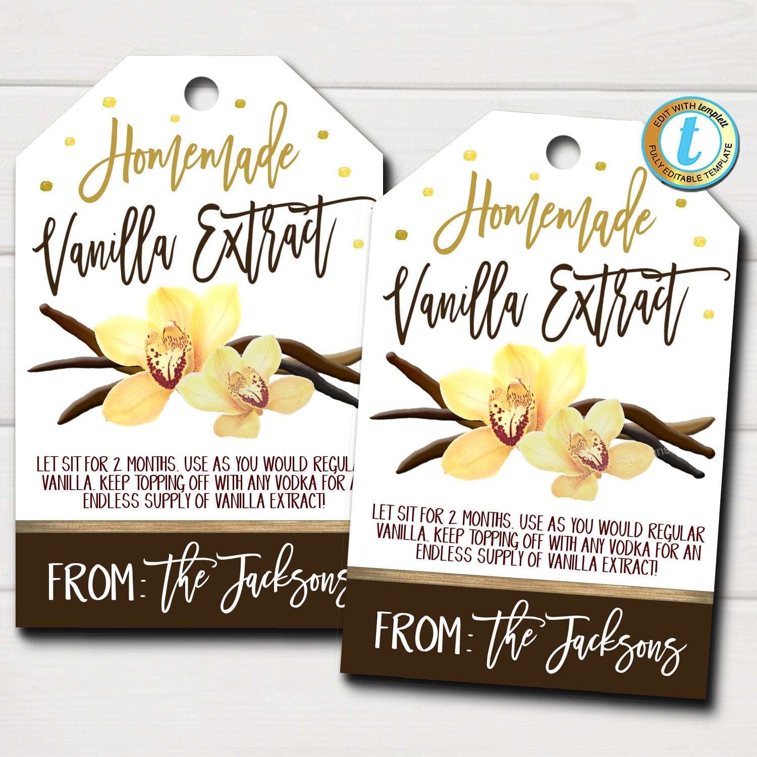 Vanilla Extract Gift Tags, Homemade Vanilla Treat Gift Tag — TidyLady  Printables