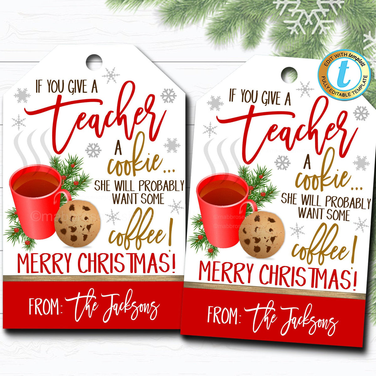 Teacher Christmas Gift Tags Printable Free