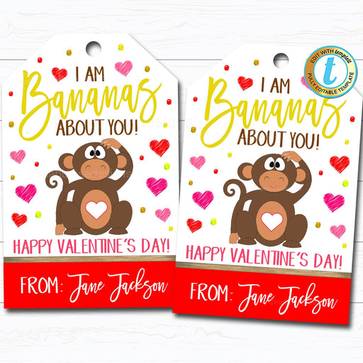 Bananas For Your Friendship Gender Neutral Monkey Valentine Cards