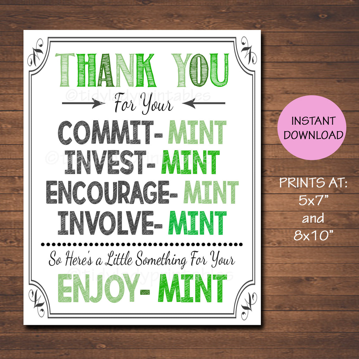 Thank You For Your Commit Mint Free Printable