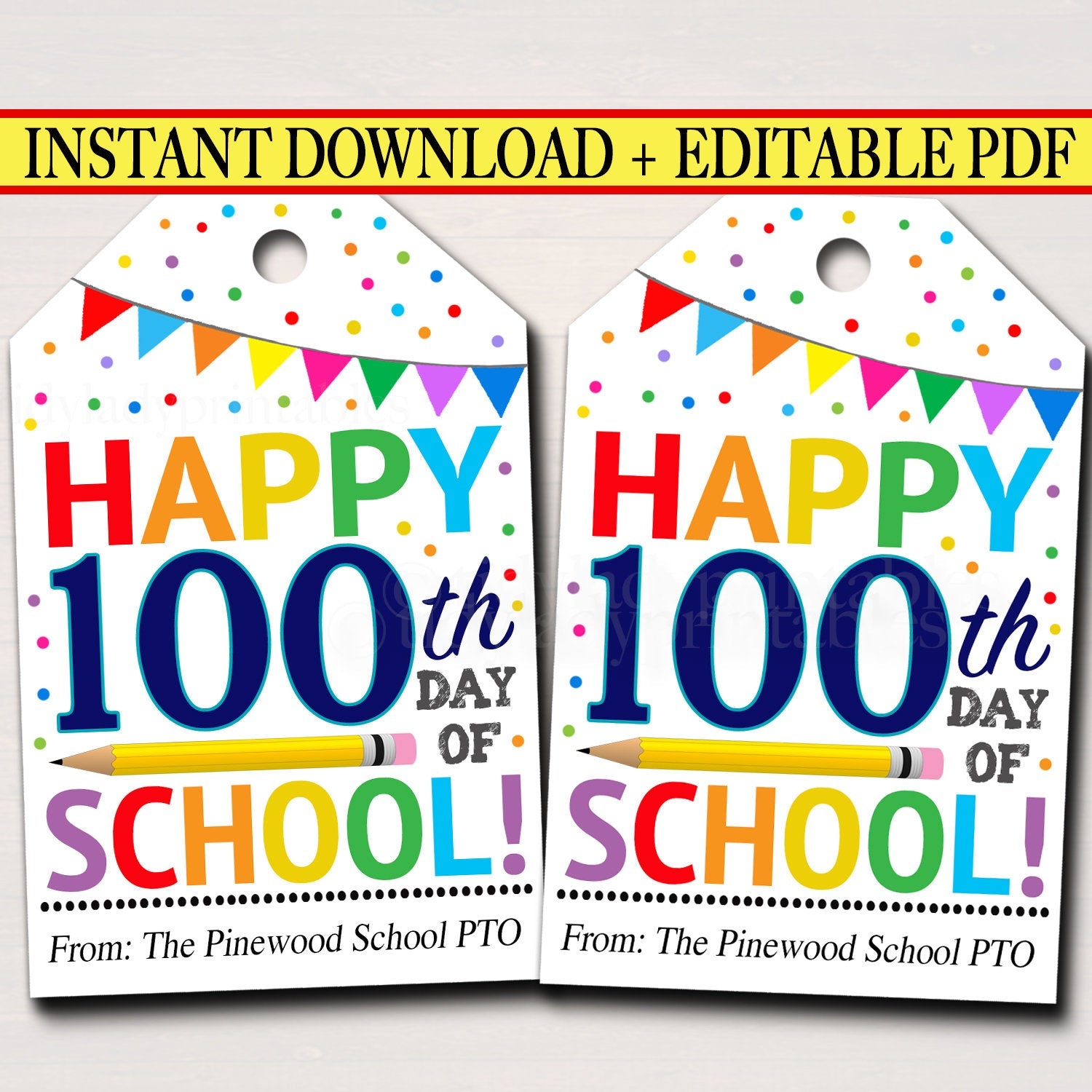 100th Day of School Gift Tag | TidyLady Printables