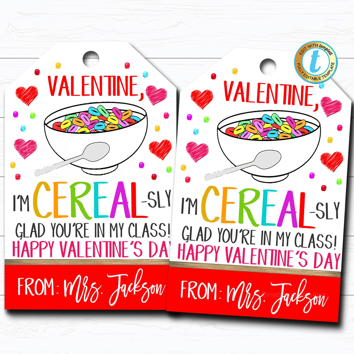 Download Cereal Sly Valentine S Day Gift Tag Tidylady Printables