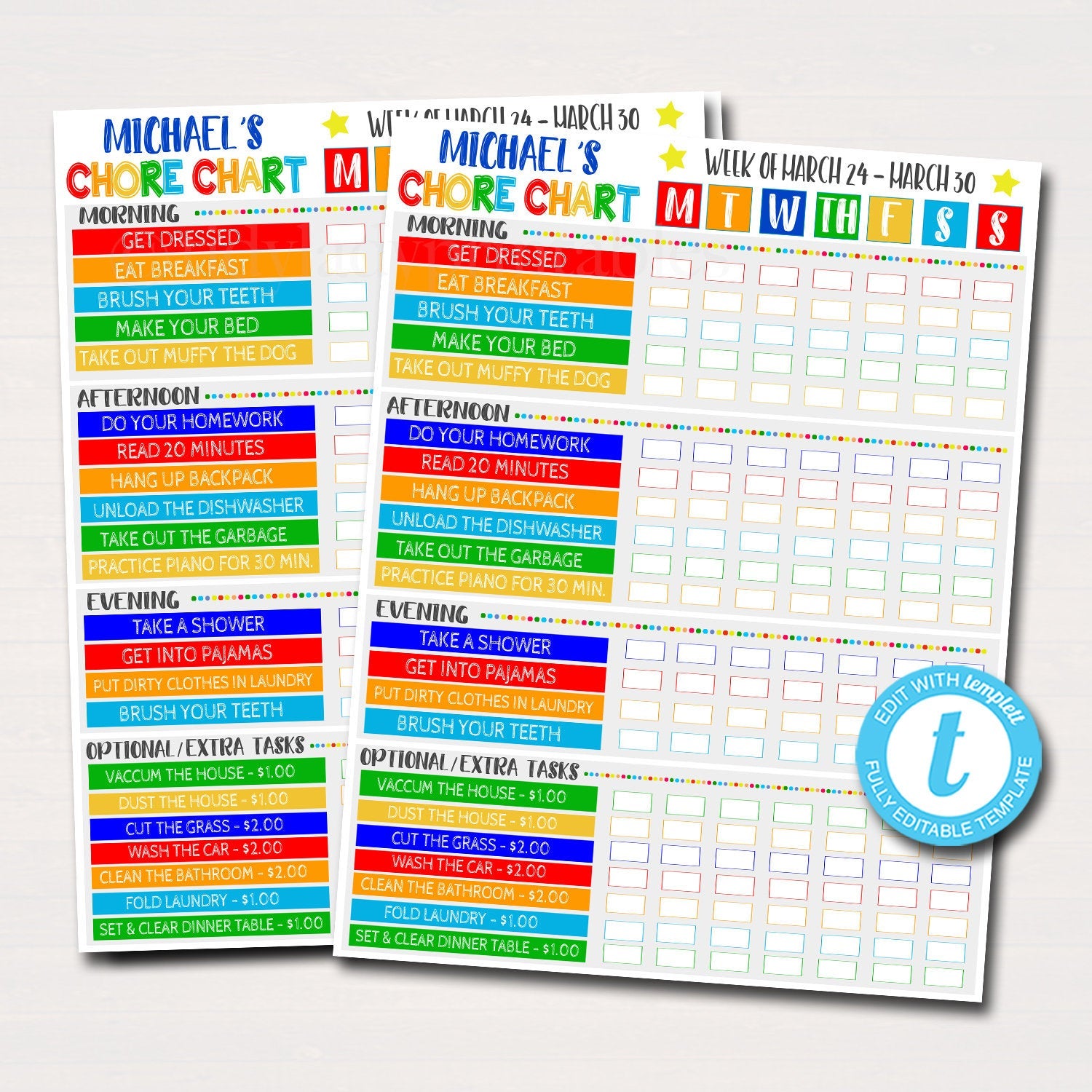 Homework Organizer Kids Student Calendar Planner Printable Editable  Template, TidyLady Printables