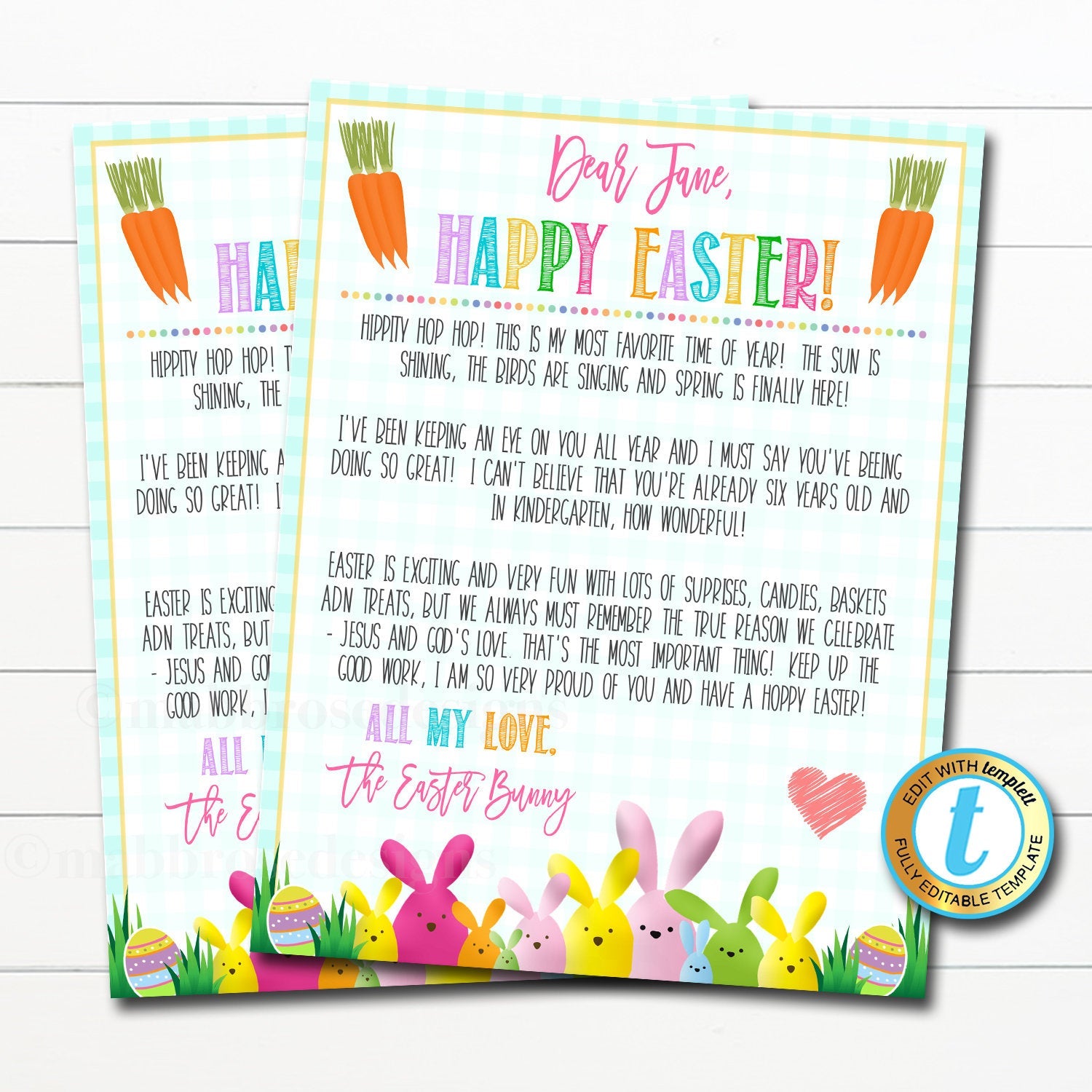 easter bunny letter template