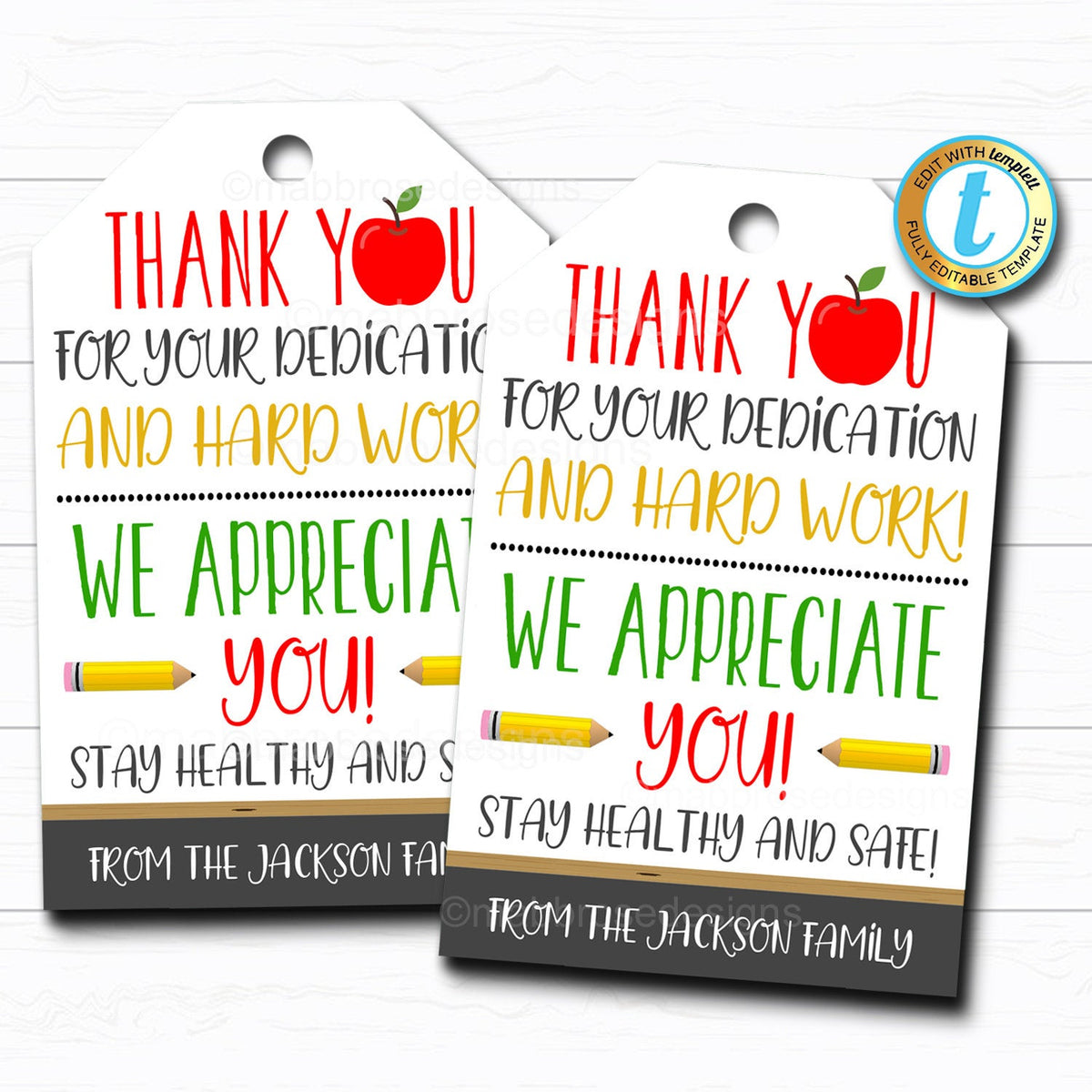 Teacher Appreciation Week Card Templates