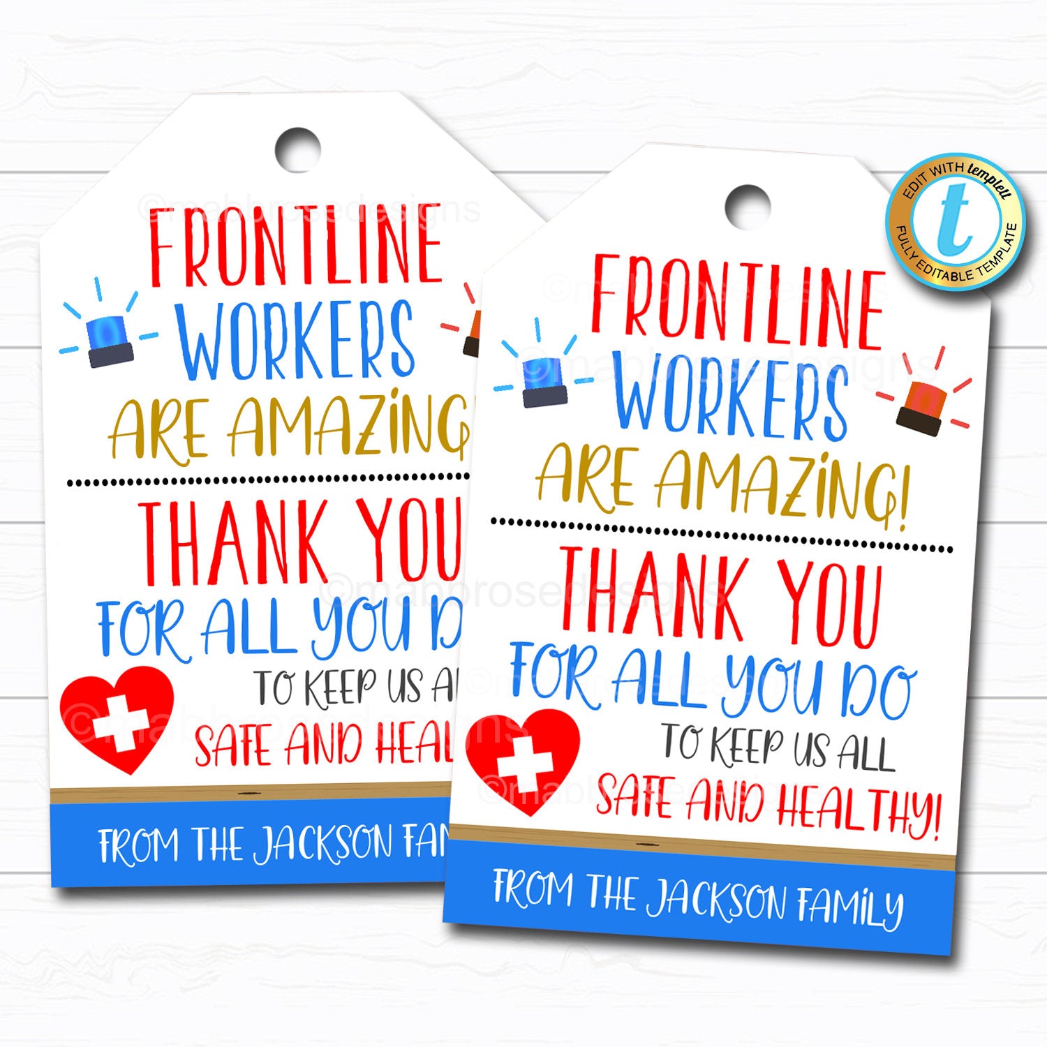 Frontline Worker Appreciation Gift Tag Tidylady Printables