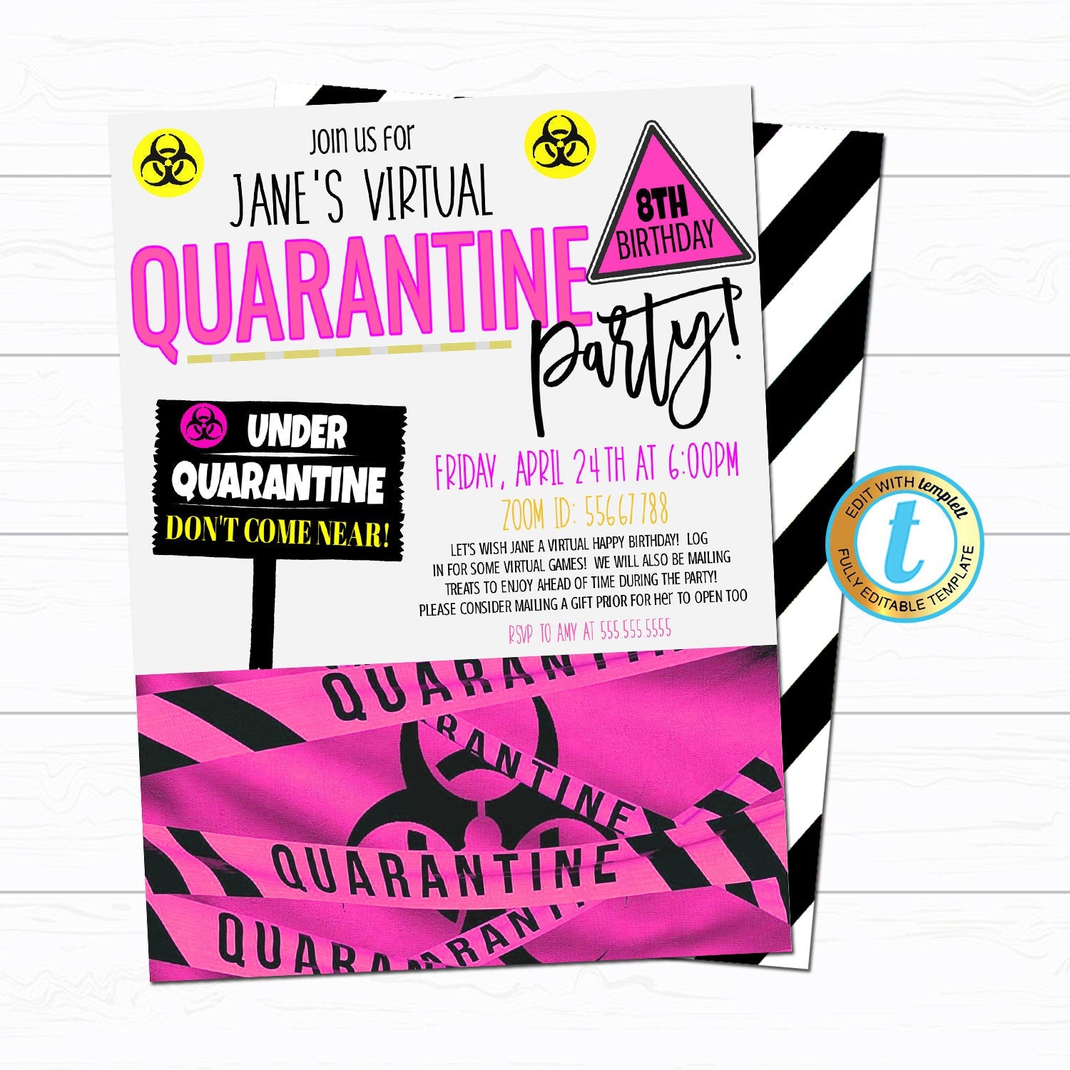 Quarantine Birthday Party Invite Tidylady Printables