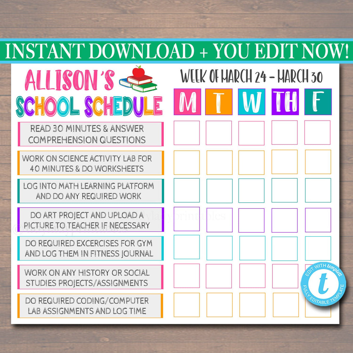 Free Printable Daily Homeschool Schedule
