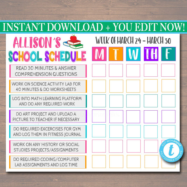 timetable homework