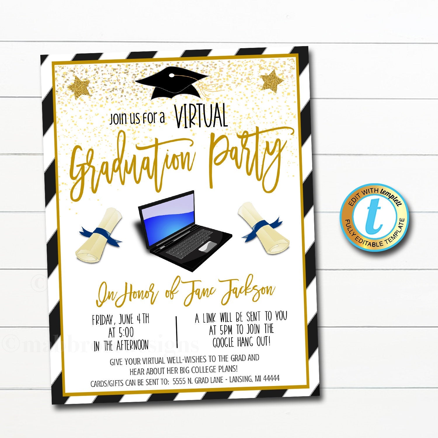 Virtual Graduation Party Invitation Tidylady Printables