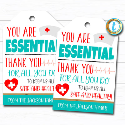 Printable Nurse Appreciation Thank You Gift Tags