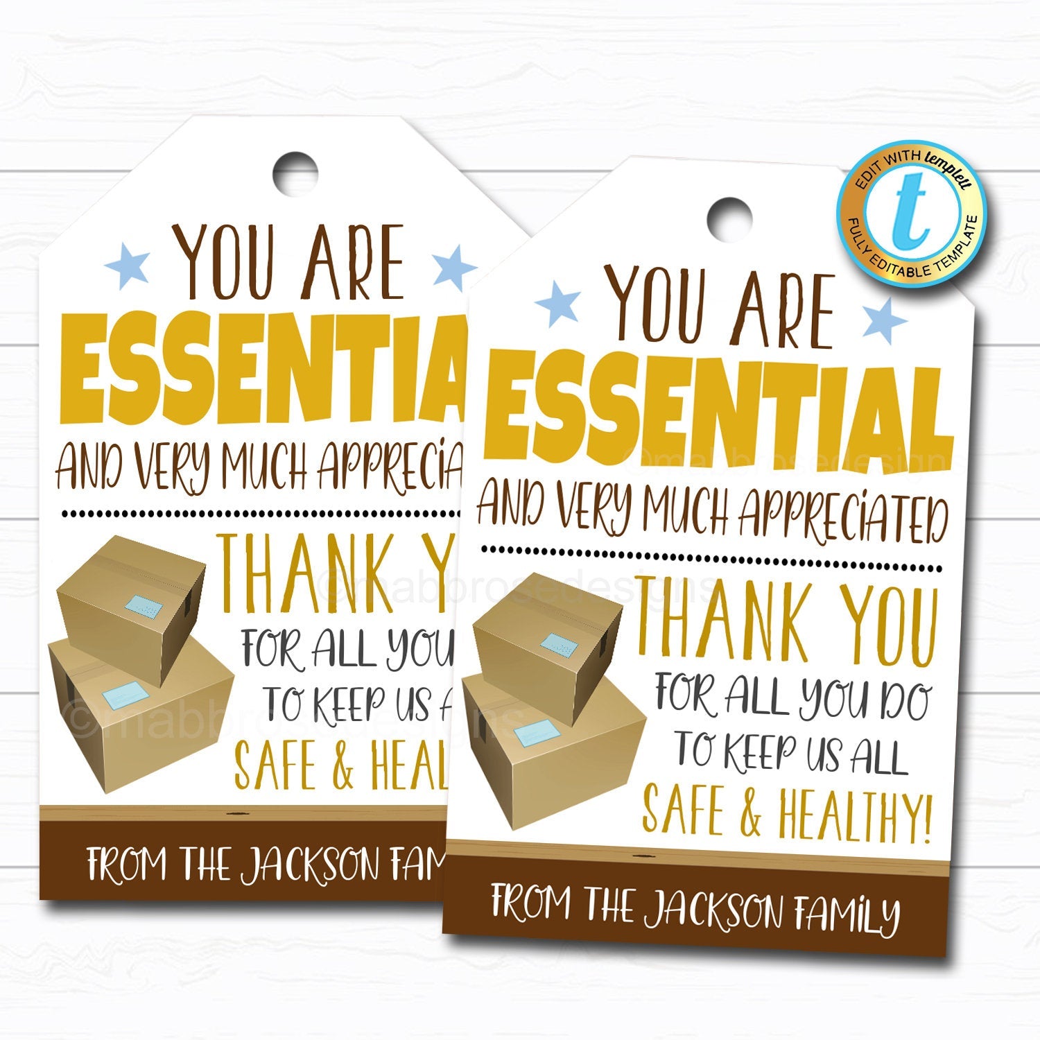 Essential Worker Appreciation Gift Tag Tidylady Printables