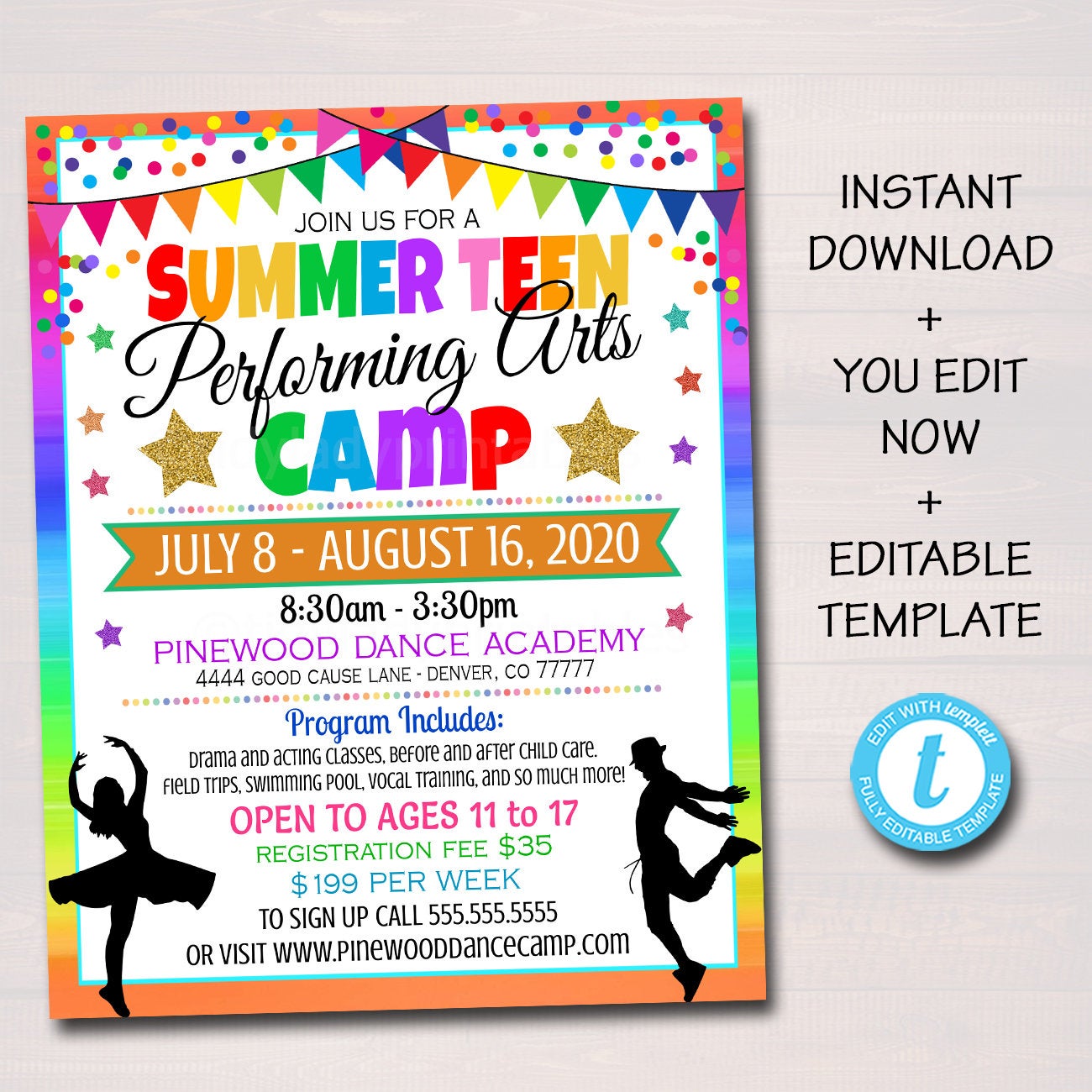 Performing Arts Summer Camp Flyer Tidylady Printables