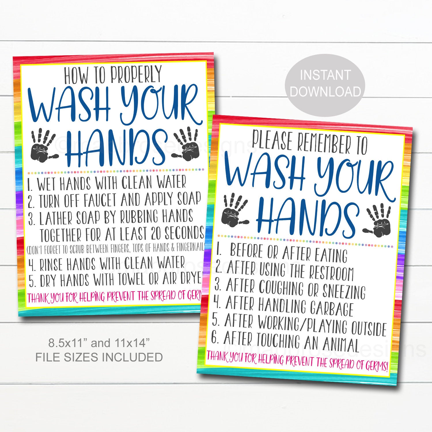 printable wash hands sign for kids