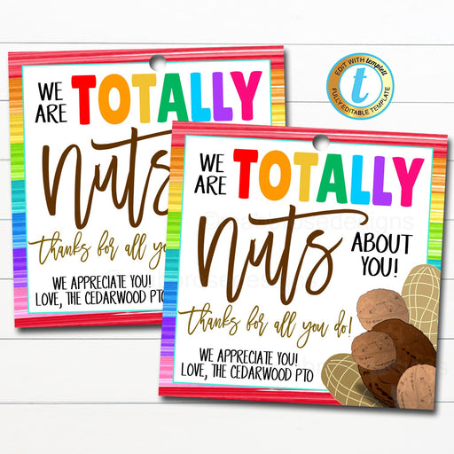 PDF We'd Be Totally Nuts If We Didn't Thank You Tags, Printable Nut Fa —  Posh Park