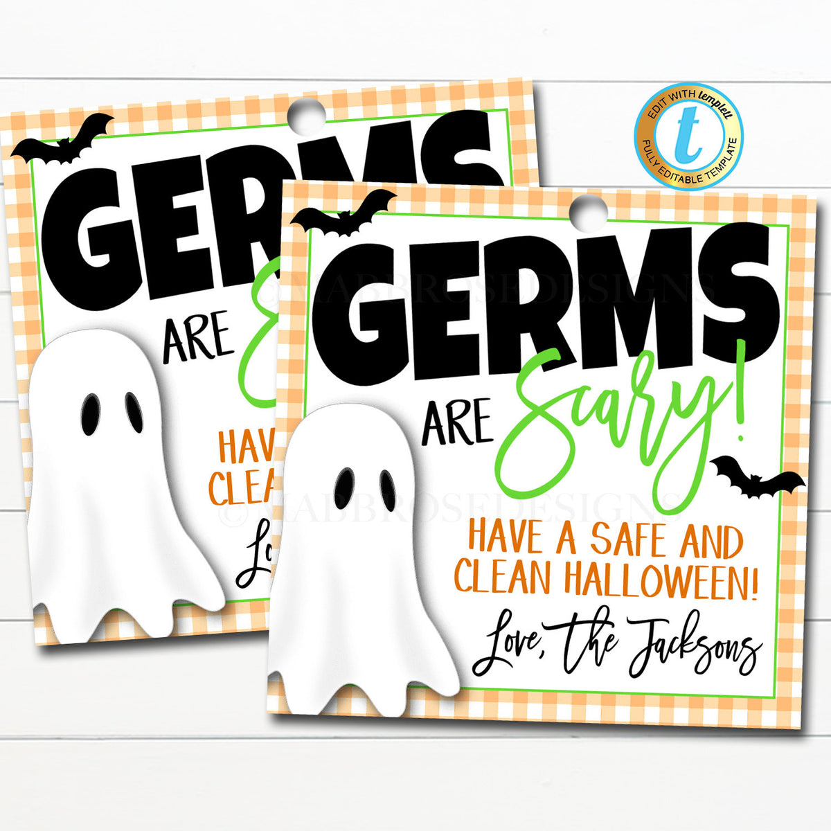 Halloween Gift Tags, Germs are Scary TidyLady Printables