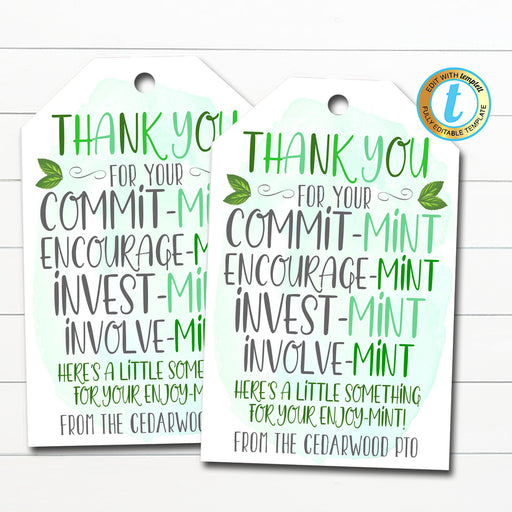 Christmas Thank You Mint Gift Tag, Enjoy-mint tag - Instant Download – Cute  Party Dash
