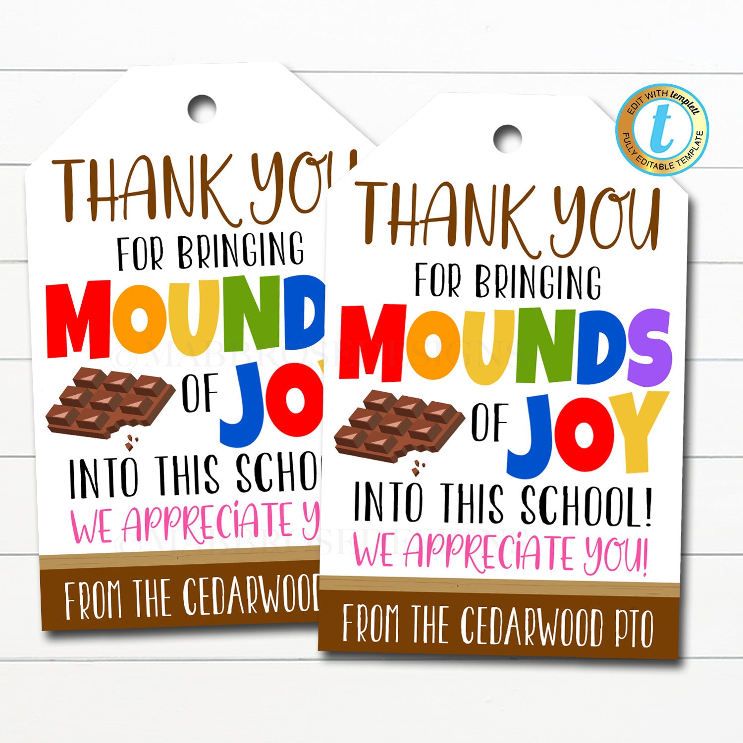 Candy Chocolate Gift Tag - Mounds of Joy — TidyLady Printables