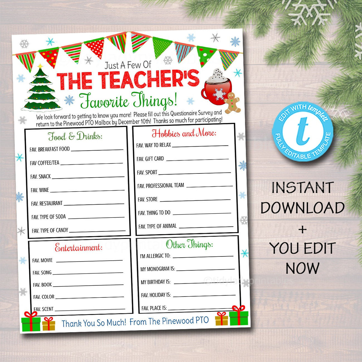 christmas-teacher-favorites-survey-tidylady-printables