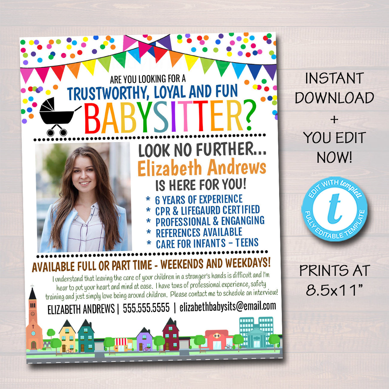 Babysitter Services Flyer Template TidyLady Printables