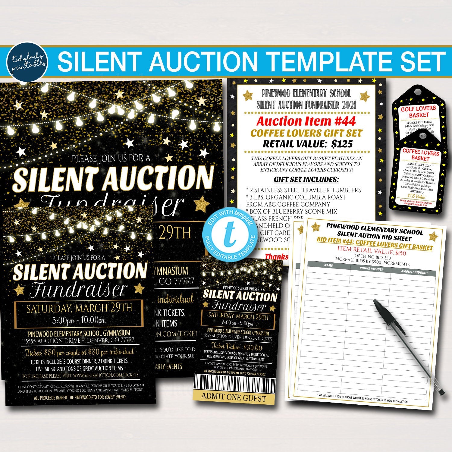 silent auction item sign