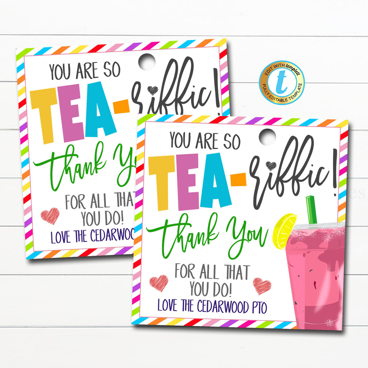 Iced Tea Gift Tags, You're TEA-riffic! | TidyLady Printables