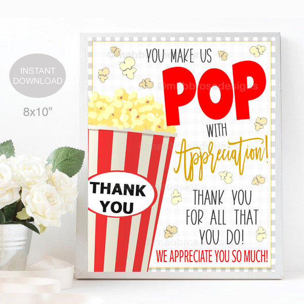 Popcorn Appreciation Sign TidyLady Printables