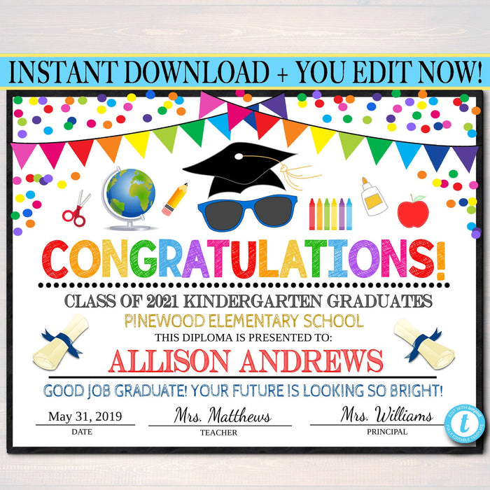 Graduation Diploma Printable Ceremony Certificate — TidyLady Printables